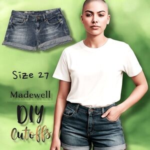 Madewell Shorts RAIL STRAIGHT Blue Denim DIY Cutoffs Size 27